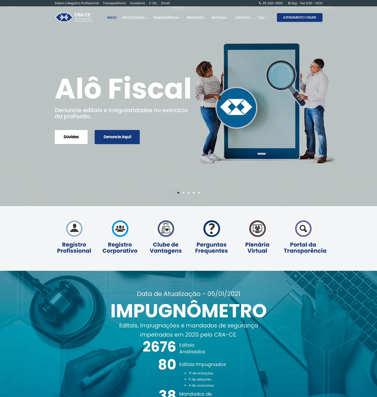 CRA-CE retoma cores da Administração no site
